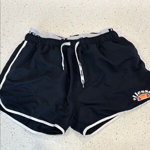 Ellesse Black Athletic Shorts with White Piping